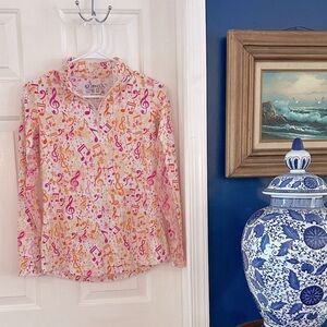 Women’s IBKUL Long Sleeve Mock Neck Vented Sleeve UV Protection Top Size Small